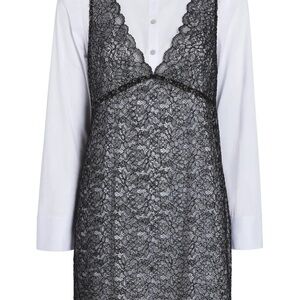 Cinq à Sept Black Lace Mini Dress with White Underlayer